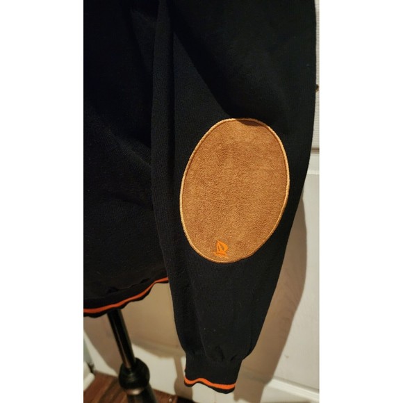 HTF Giorgio Di Mare Yachting LOGO V-neck Pullover Sweater Suede Elbow Patch XXL - Picture 6 of 9